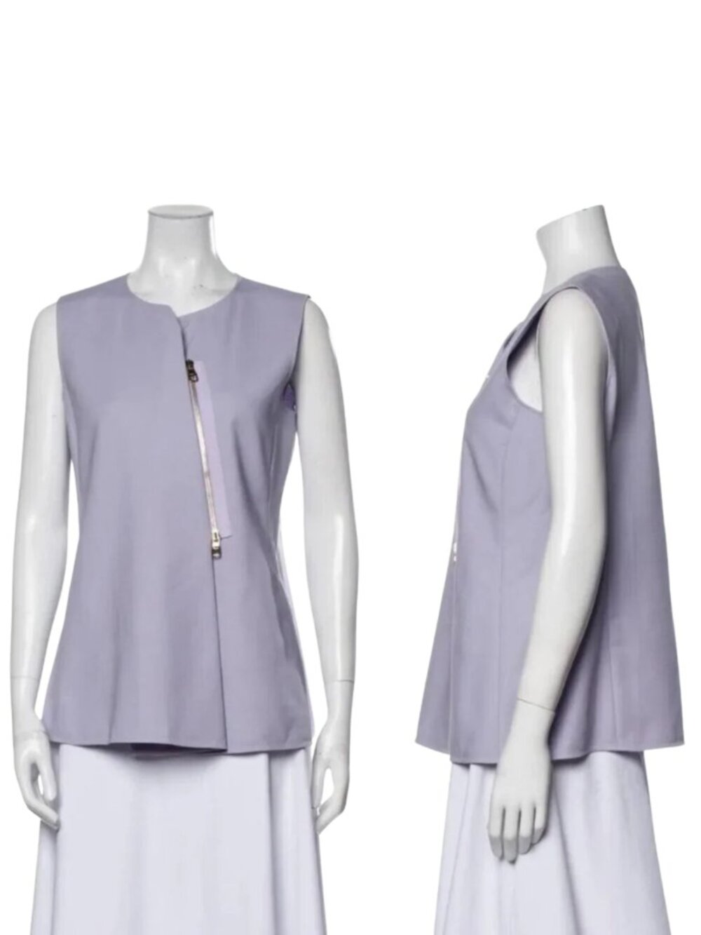 NEW Women's Salvatore Ferragamo Lavender Tank Shirt Gold Zipper 44 IT